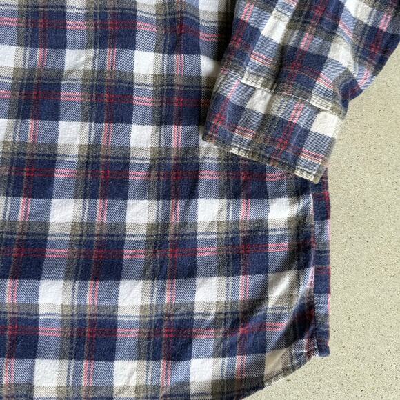Vintage 80s Flannel Blue Red Western Two Pocket Made in USA Fits like Large - Picture 6 of 8